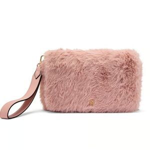 Pink Faux Fur Phone Wristlet